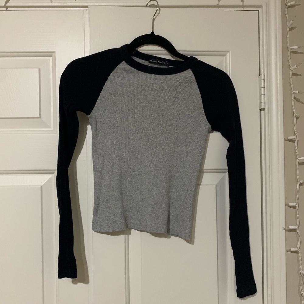 fitted brandy long sleeve ribbed top